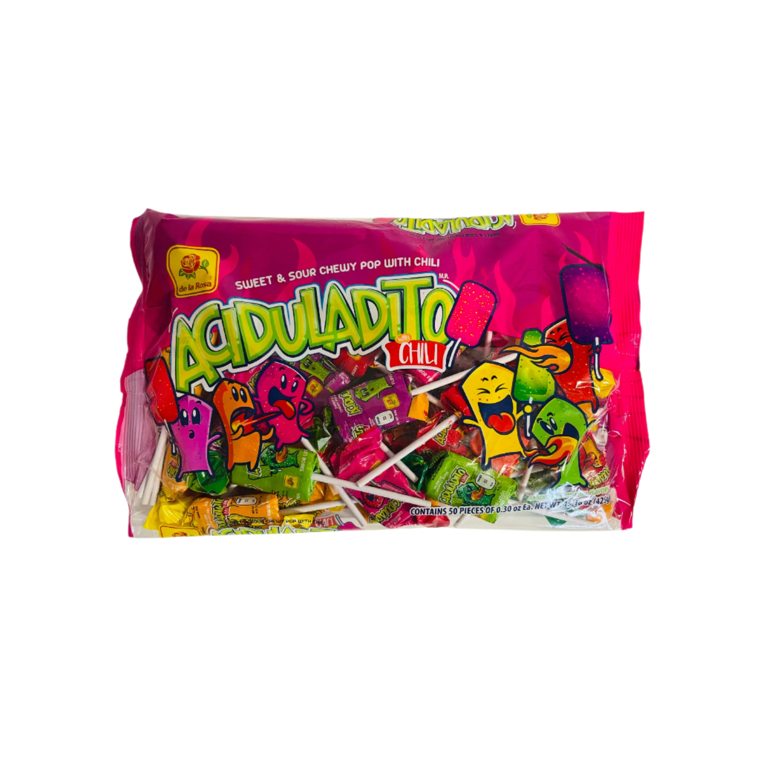 sweet and sour chewy lollipop with chili